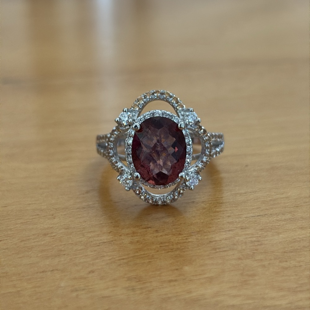 3.30tcw Salmon Topaz Yellow Sapphire Lab Diamond Ring Sterling Silver Size 7 - Picture 5 of 16